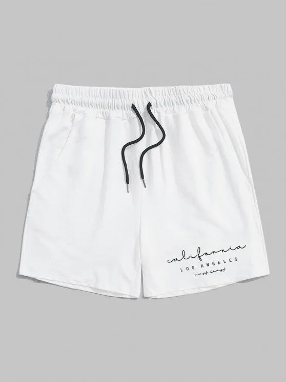 Los Angeles Print  T Shirt And Shorts Set