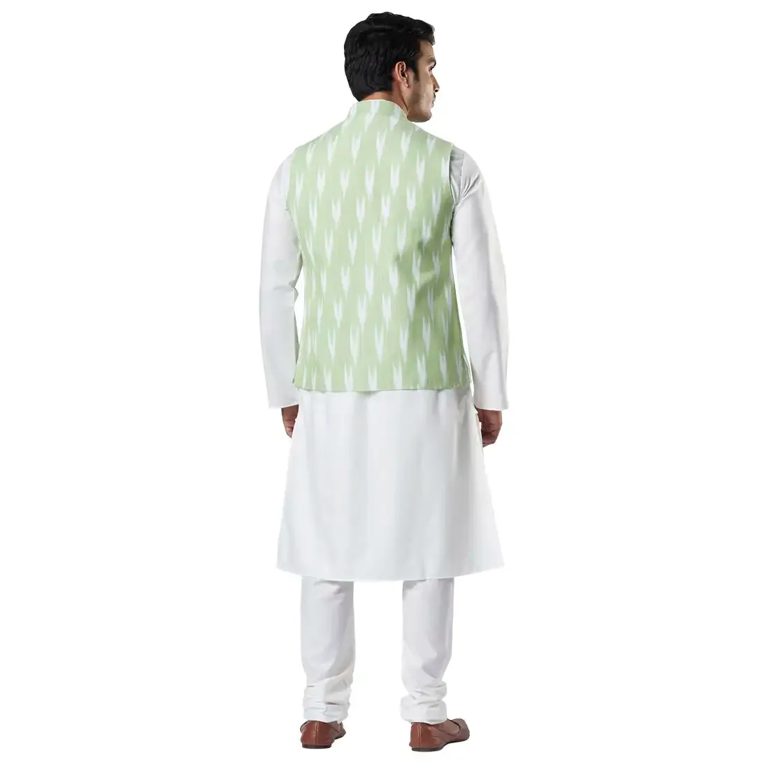 Men Green Polyester Blend Kurta
