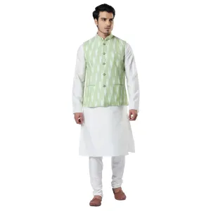 Men Green Polyester Blend Kurta