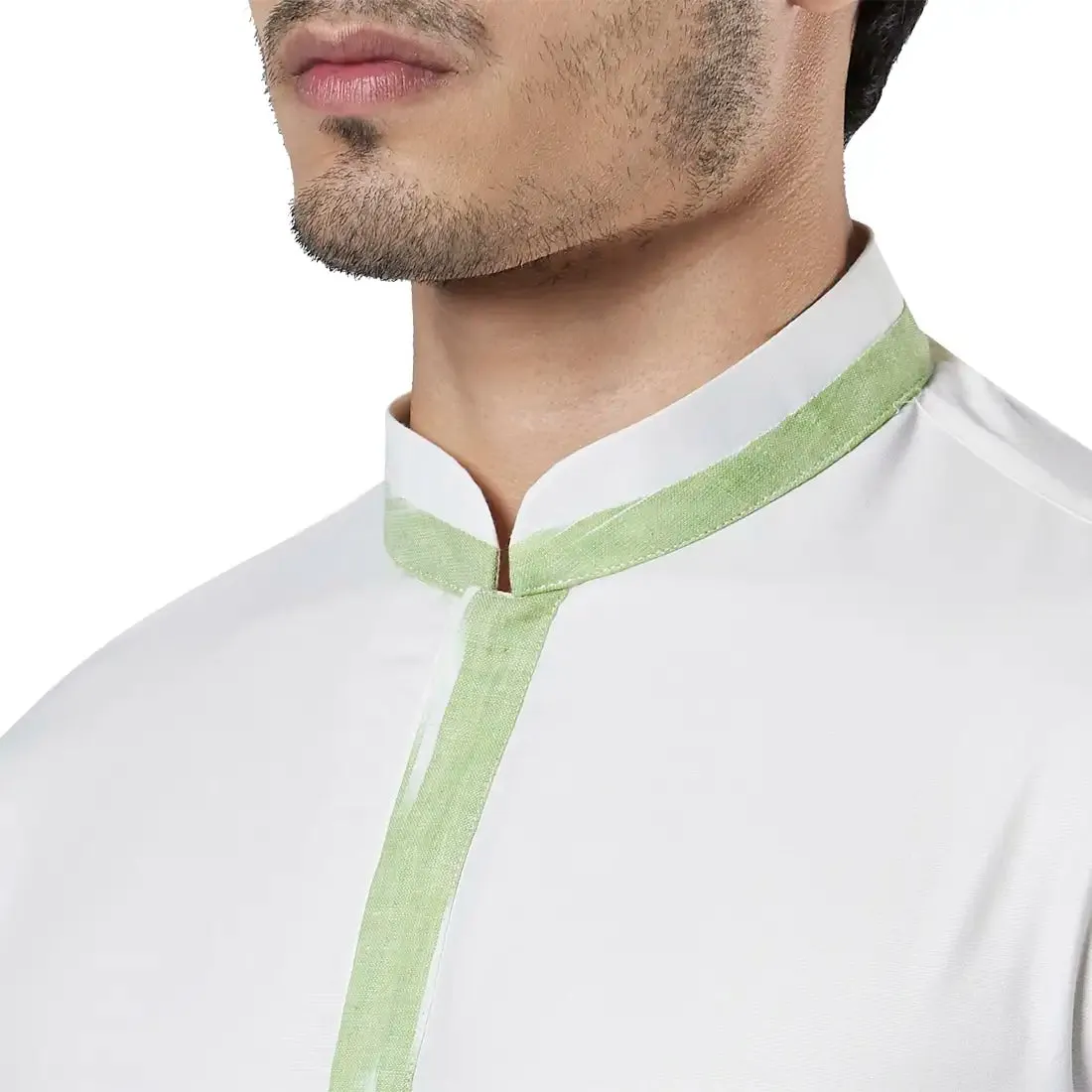 Men Green Polyester Blend Kurta