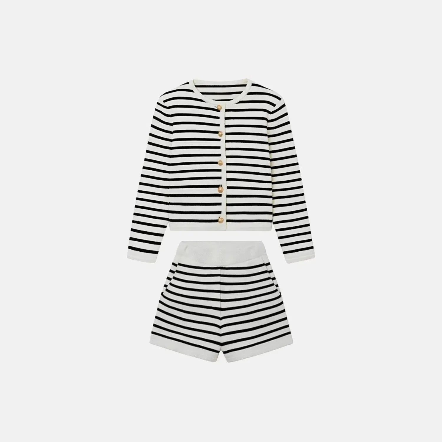 Milanese Vogue Set – Black stripes – High-waisted shorts