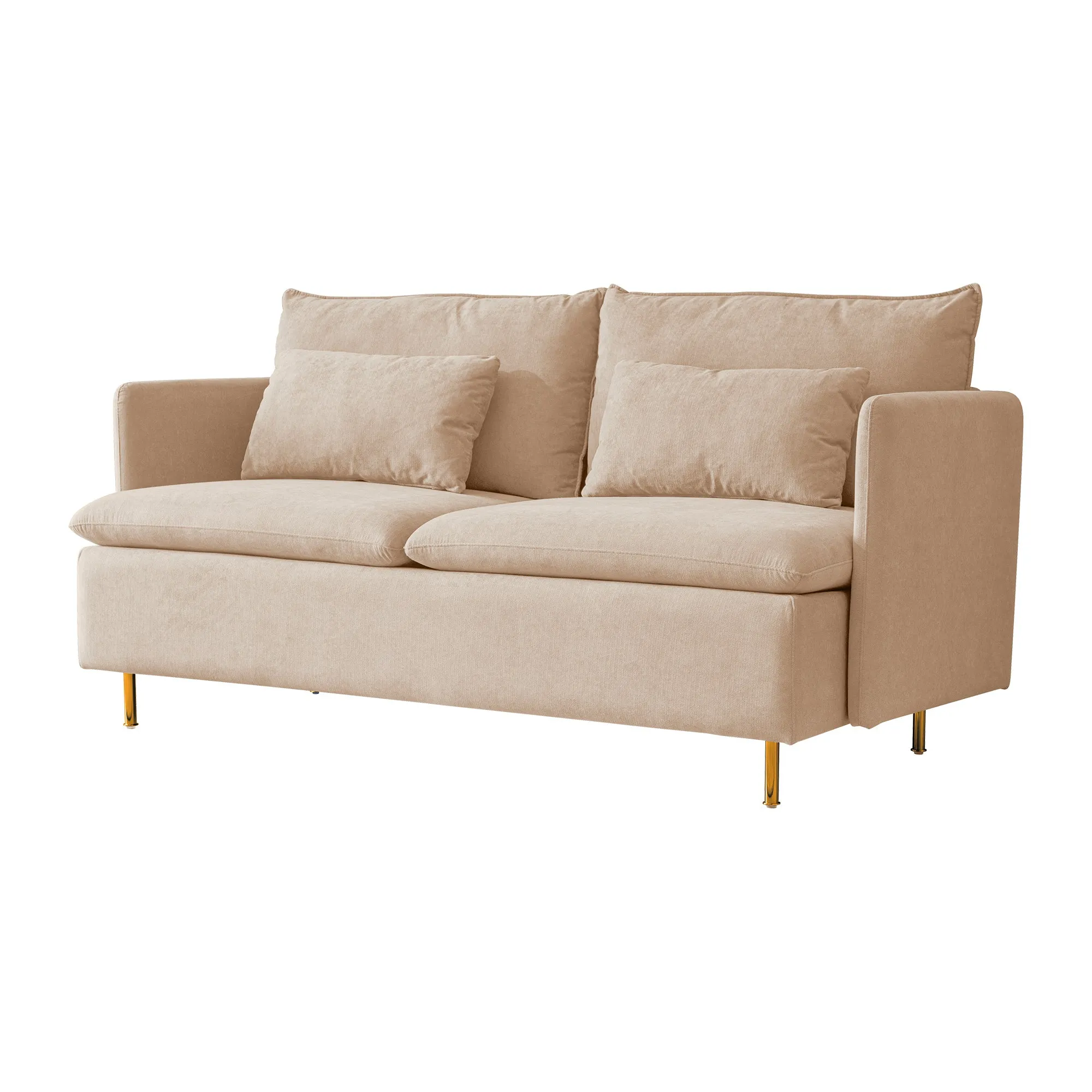 Modern Upholstered Loveseat Sofa;  Beige Cotton Linen-63.8''