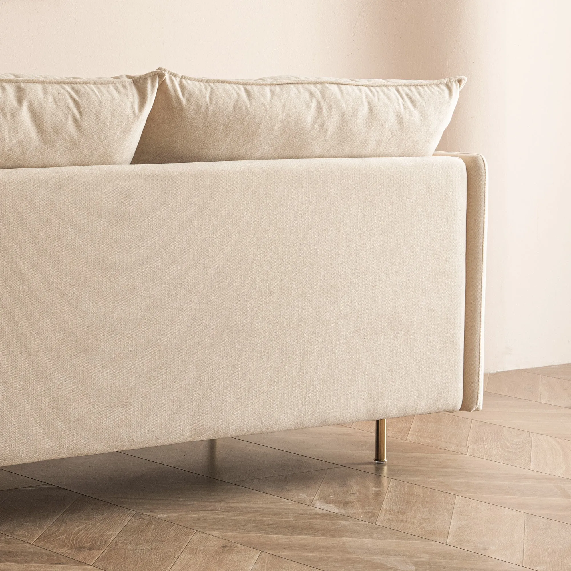 Modern Upholstered Loveseat Sofa;  Beige Cotton Linen-63.8''