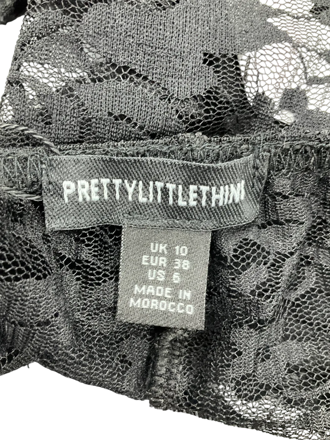 PrettyLittleThing Black Lace Ruched Front Shorts UK 10