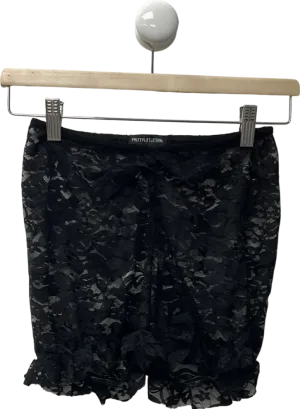PrettyLittleThing Black Lace Ruched Front Shorts UK 10