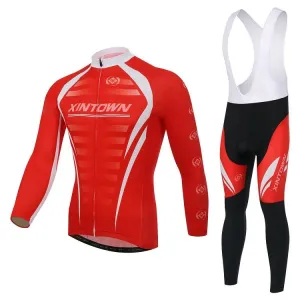 Red Warm Long Sleeve Cycling Jersey Set