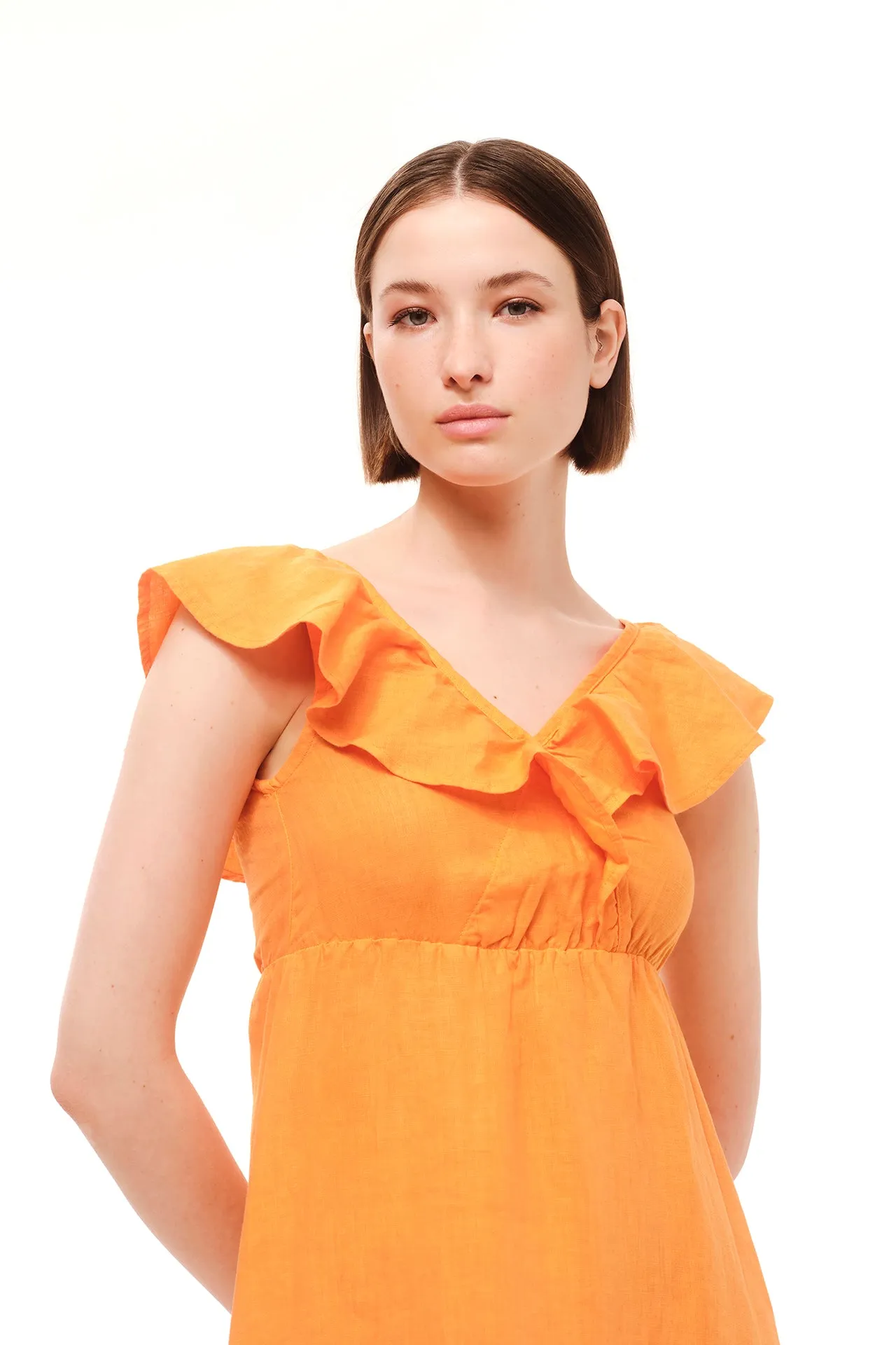 Ruffle Linen Maxi Dress