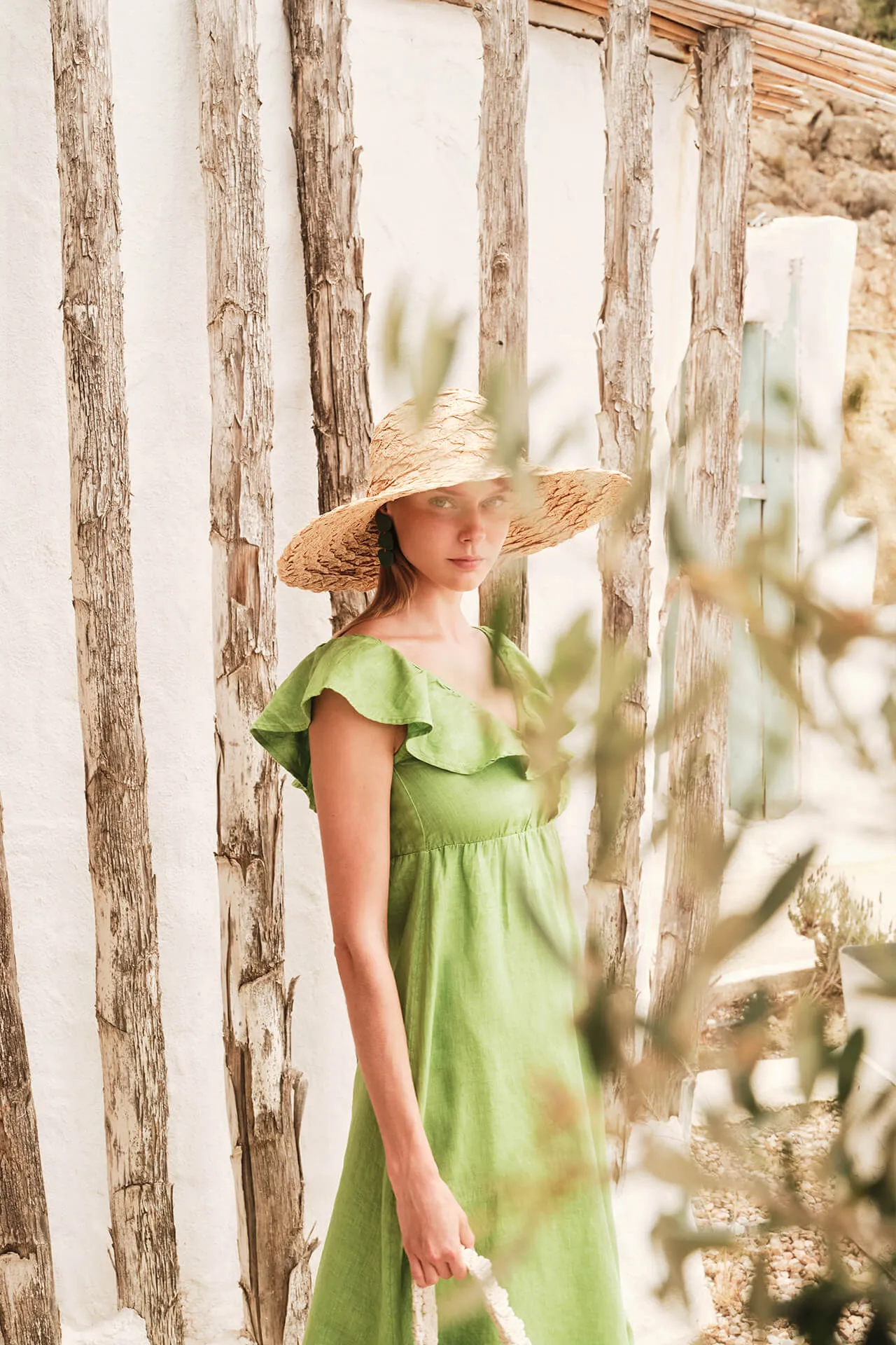 Ruffle Linen Maxi Dress