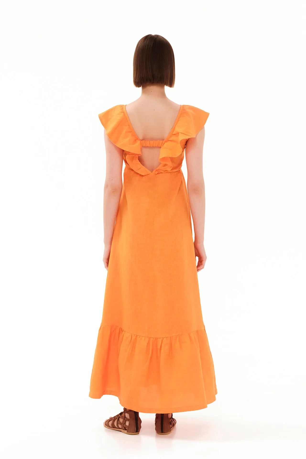 Ruffle Linen Maxi Dress