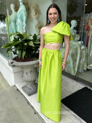 Sheath/Column One Shoulder Big Bow Long Prom Dress Evening Dress With Slit SEW1158