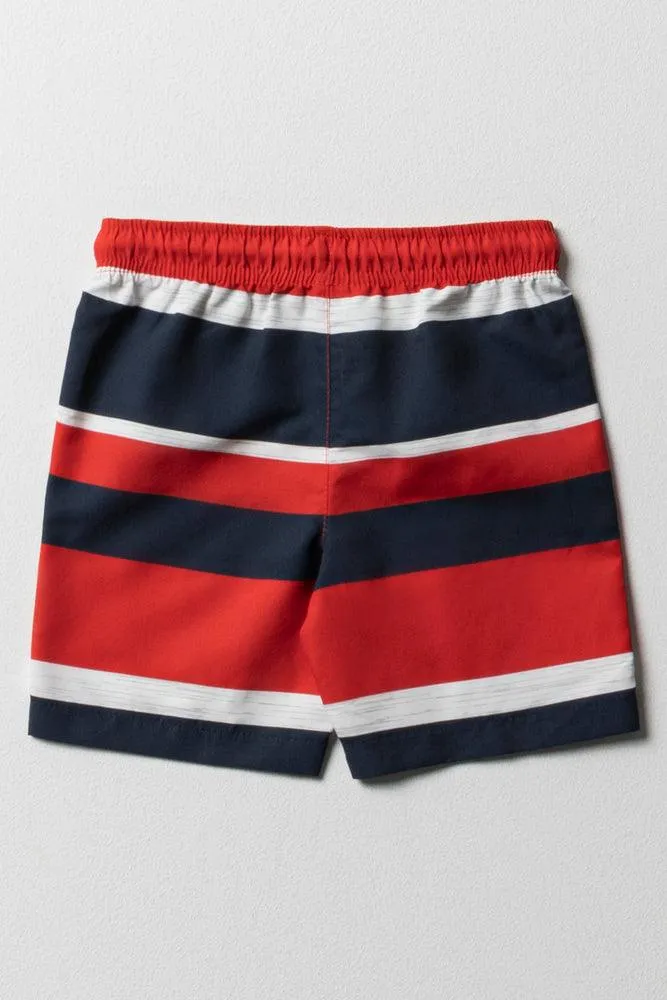 Stripe Swim Shorts Navy & Red