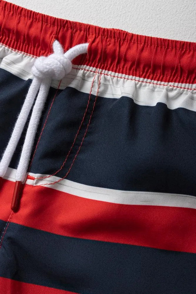 Stripe Swim Shorts Navy & Red