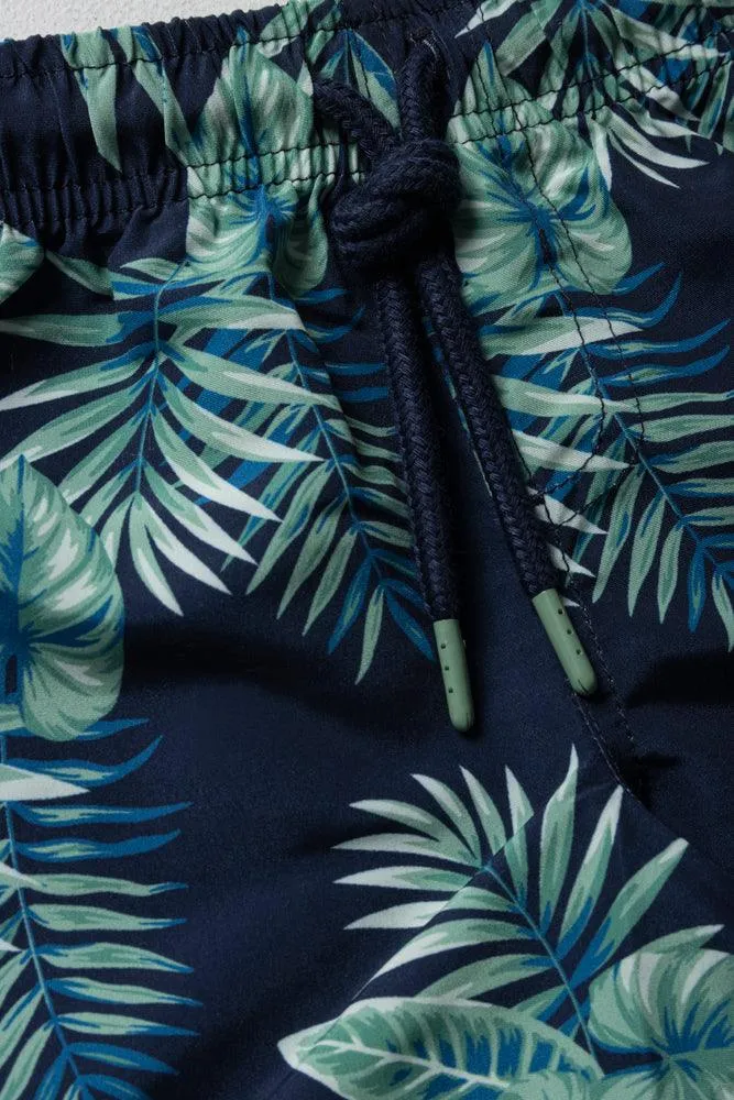 Swim Shorts Palm Leaf Navy