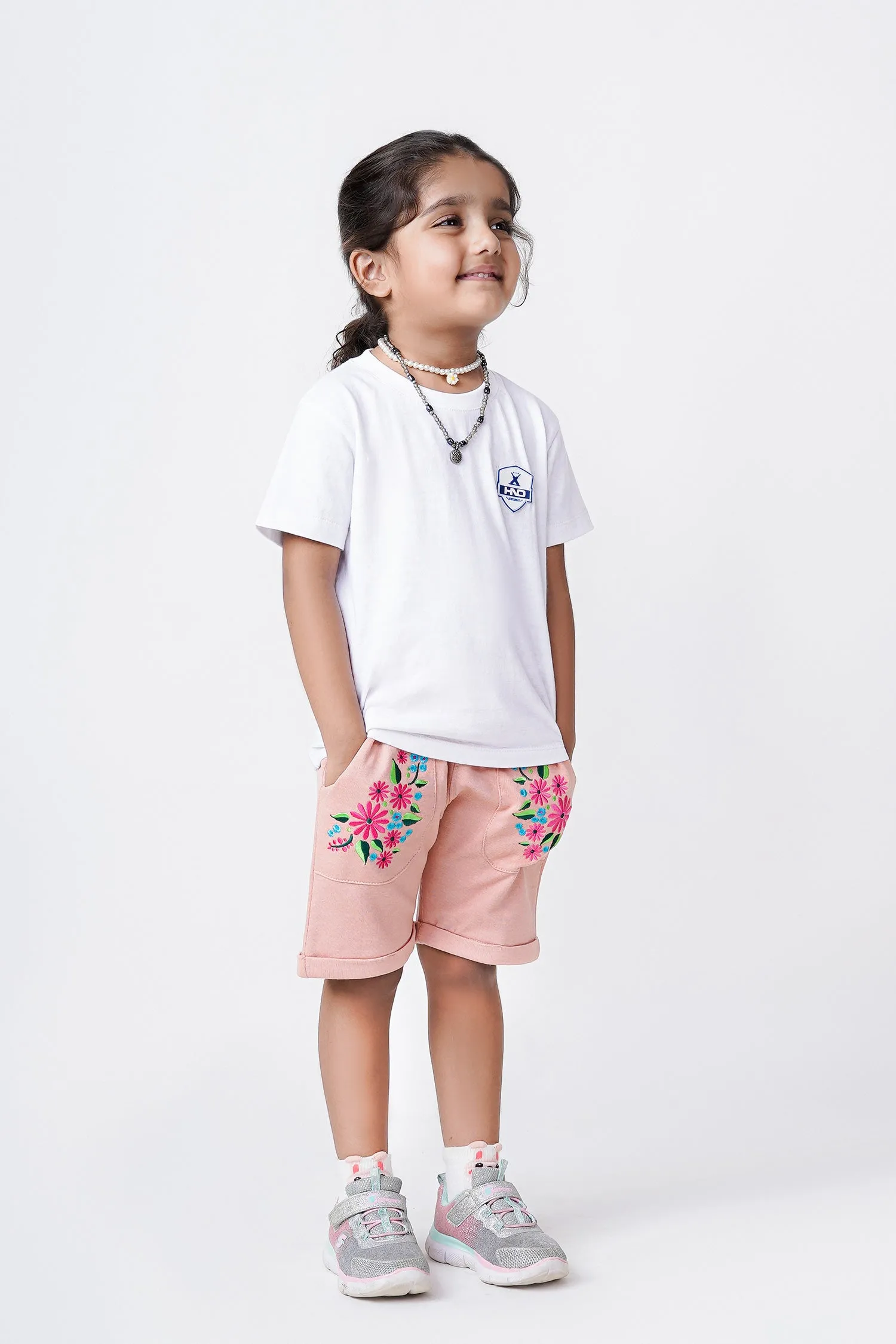 Tea Pink Embroided Girls
