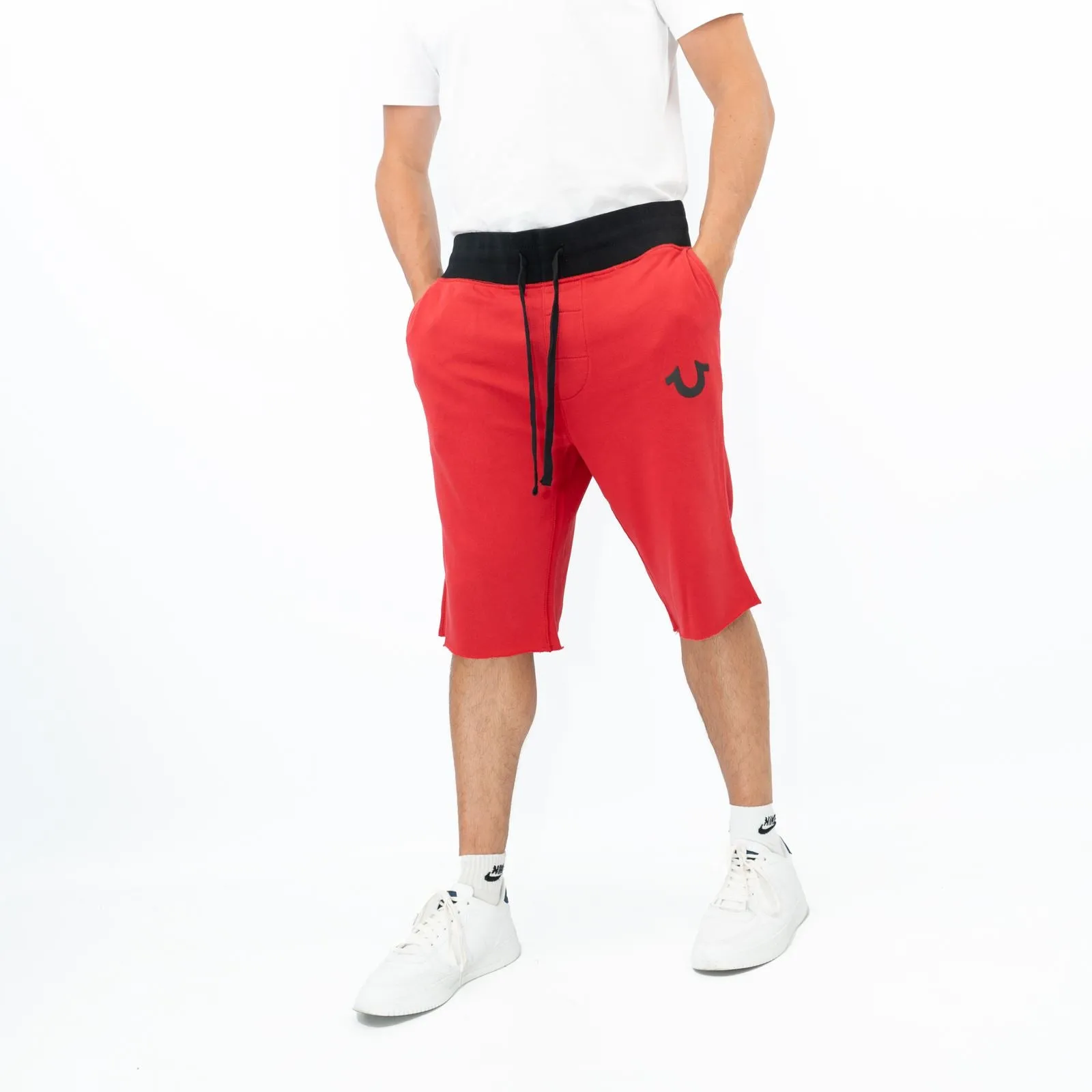 True Religion Mens Shorts Red Black Waist