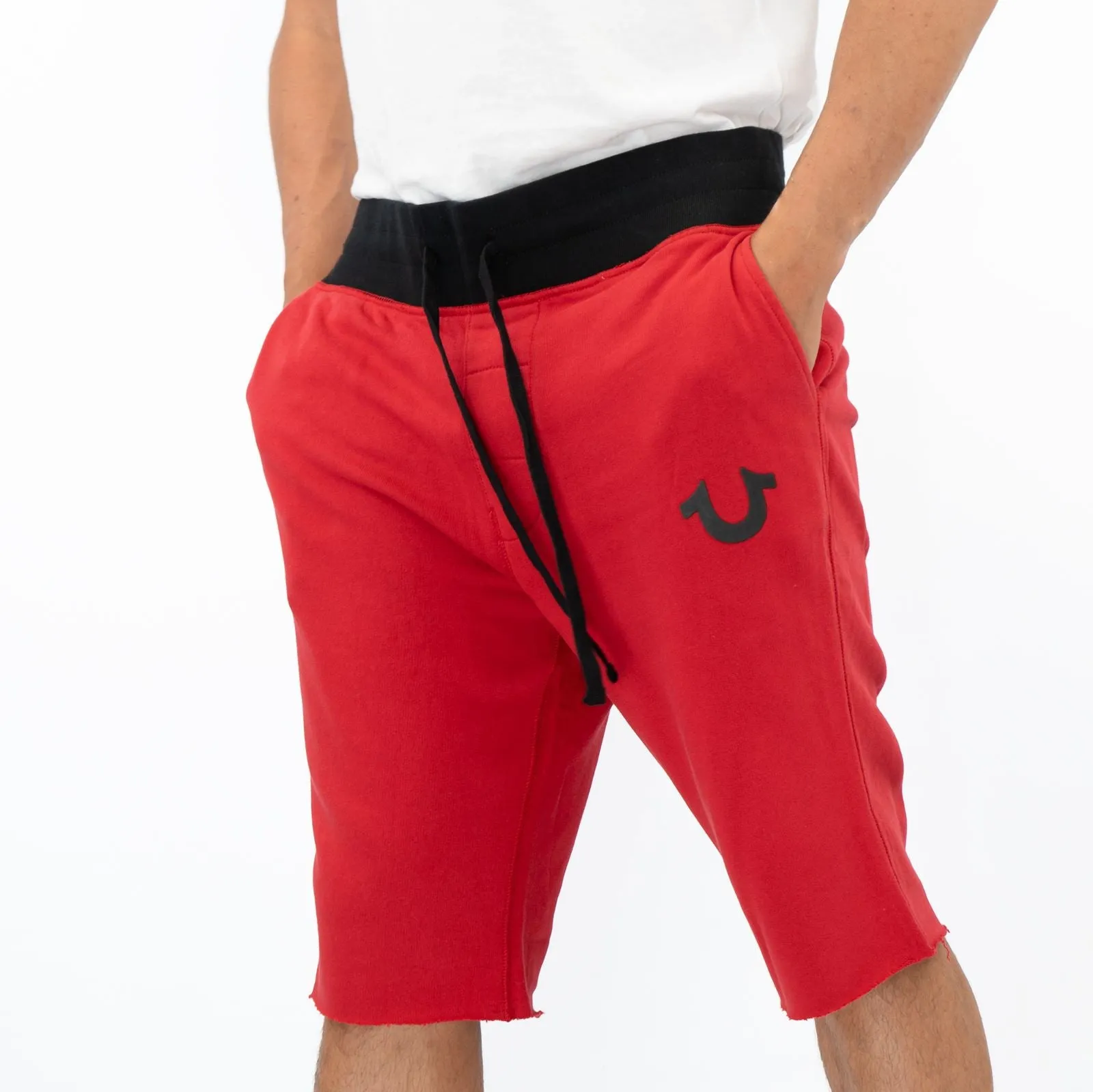 True Religion Mens Shorts Red Black Waist