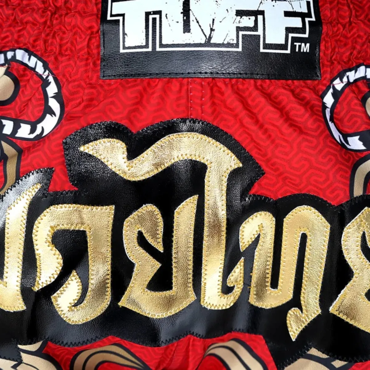 TUFF Sport MRS301 Retro Style Double Tiger Muay Thai Shorts Red