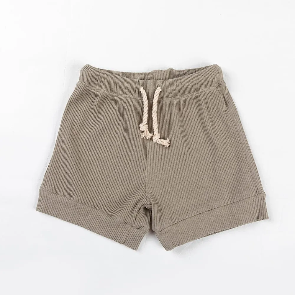 Unisex Ribbed Cotton Shorts (Artichoke green)