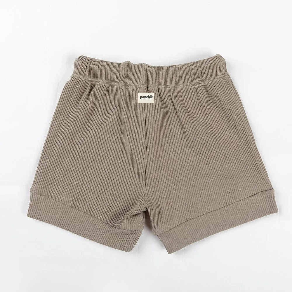 Unisex Ribbed Cotton Shorts (Artichoke green)