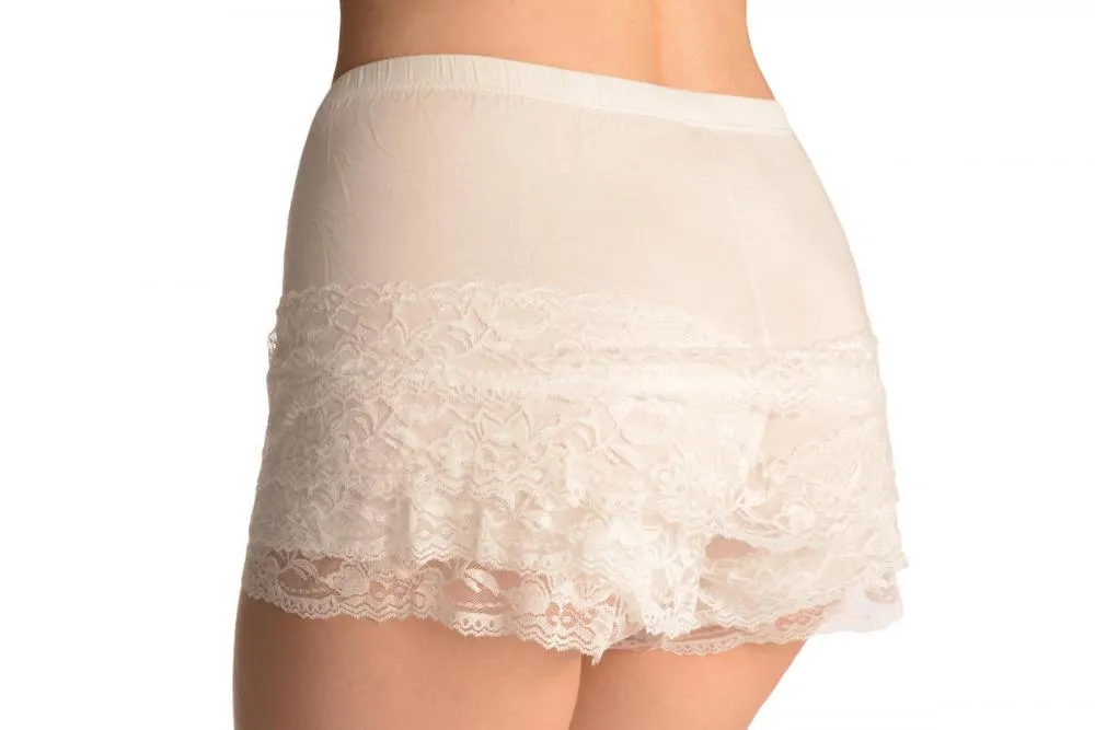 White Lace Ruffle Shorts
