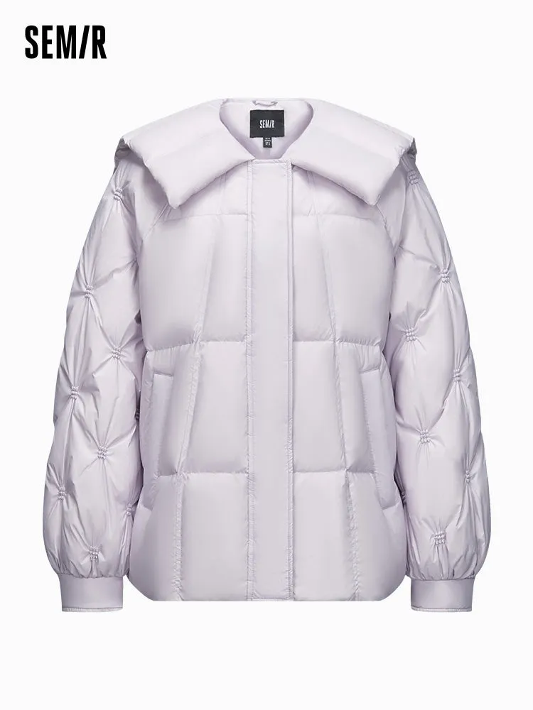 Women's white short regular down jacket