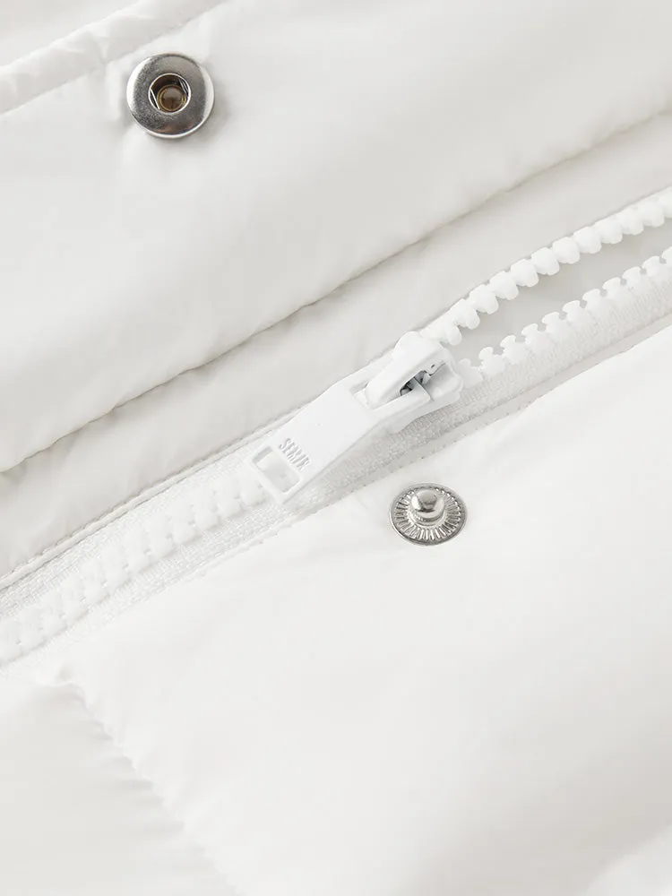 Women's white short regular down jacket