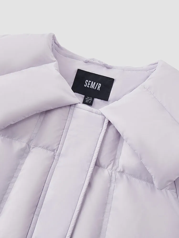 Women's white short regular down jacket