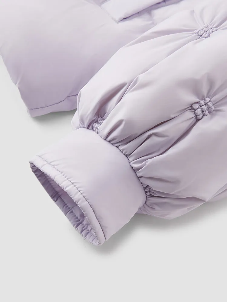 Women's white short regular down jacket