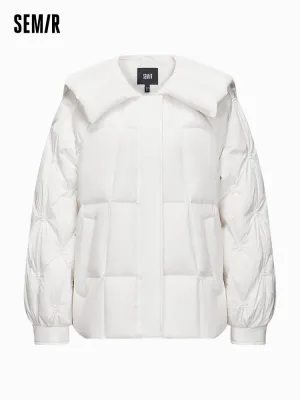 Women's white short regular down jacket