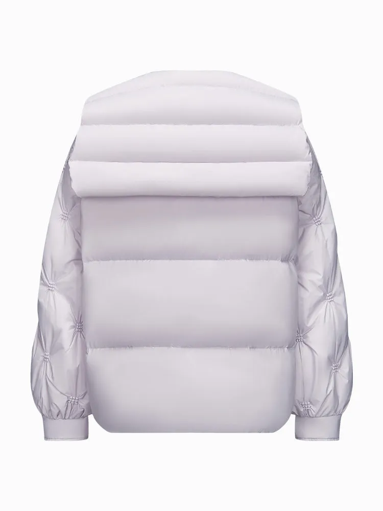 Women's white short regular down jacket