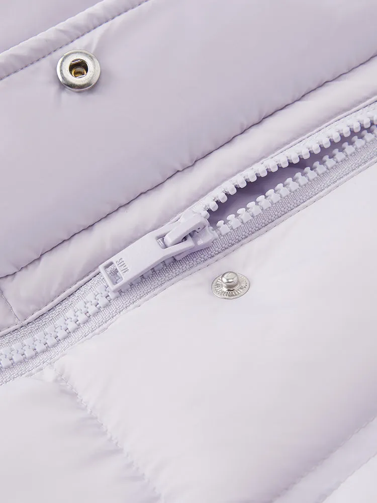 Women's white short regular down jacket