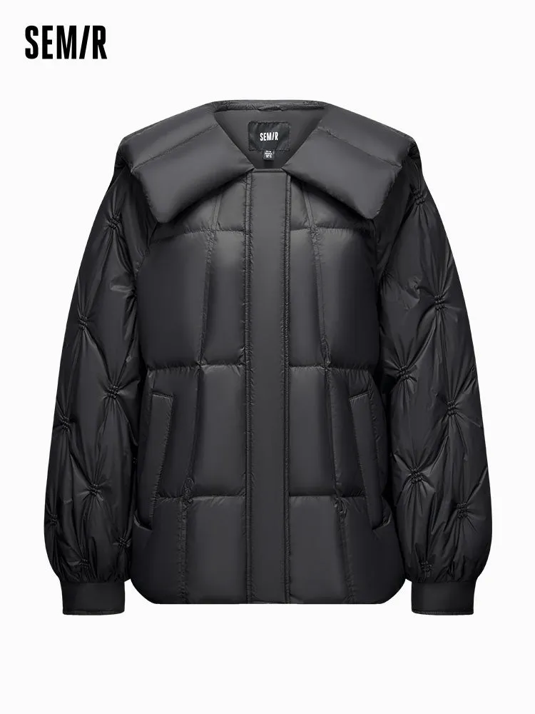 Women's white short regular down jacket
