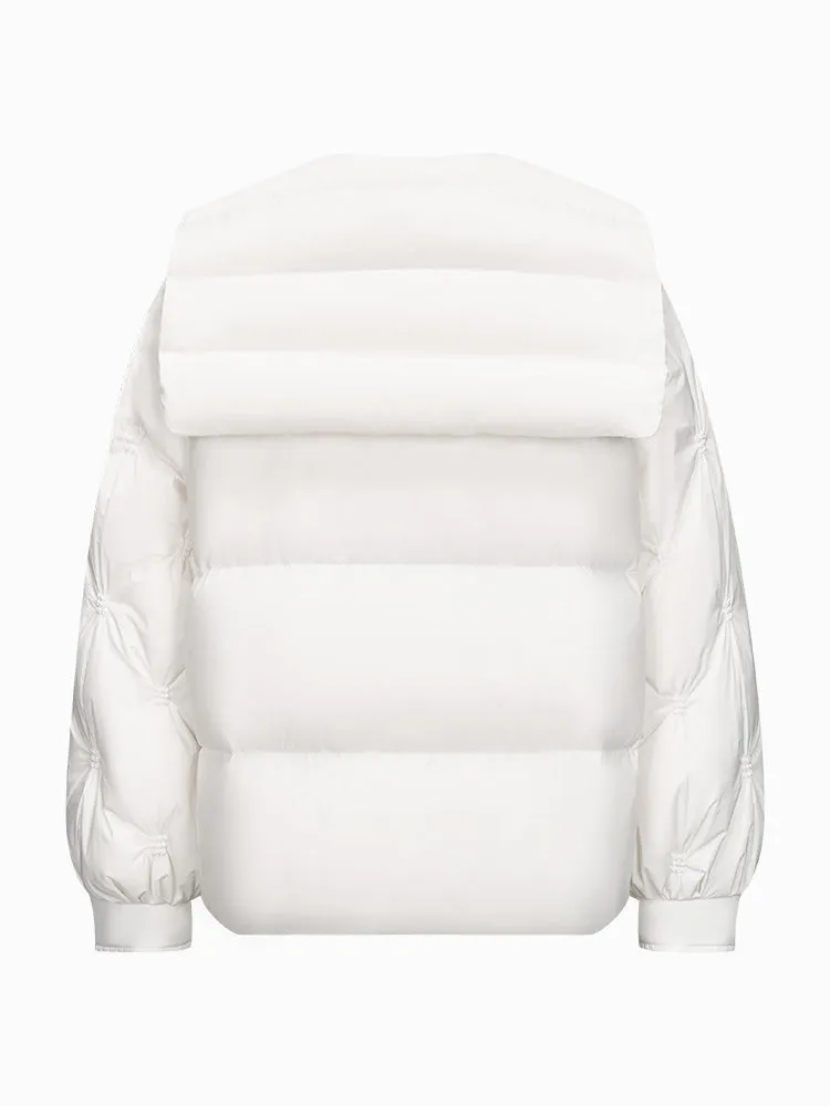 Women's white short regular down jacket