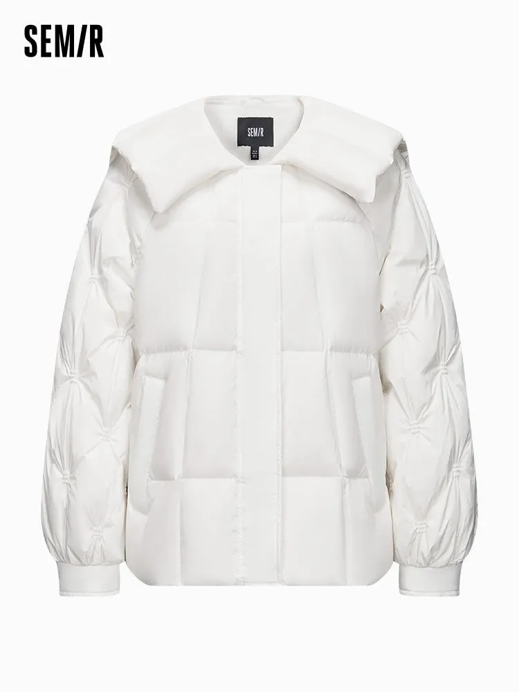 Women's white short regular down jacket