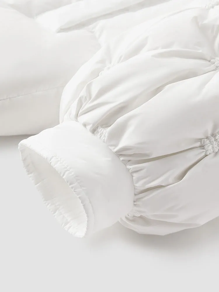 Women's white short regular down jacket