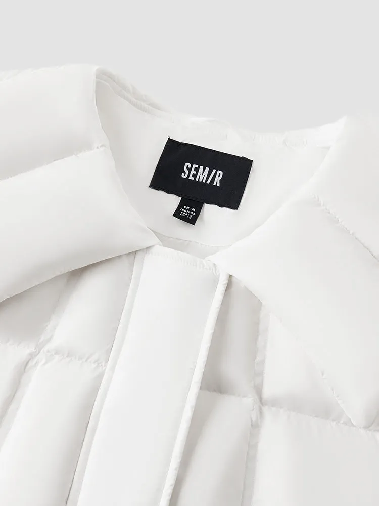 Women's white short regular down jacket