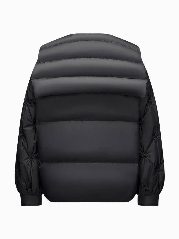 Women's white short regular down jacket